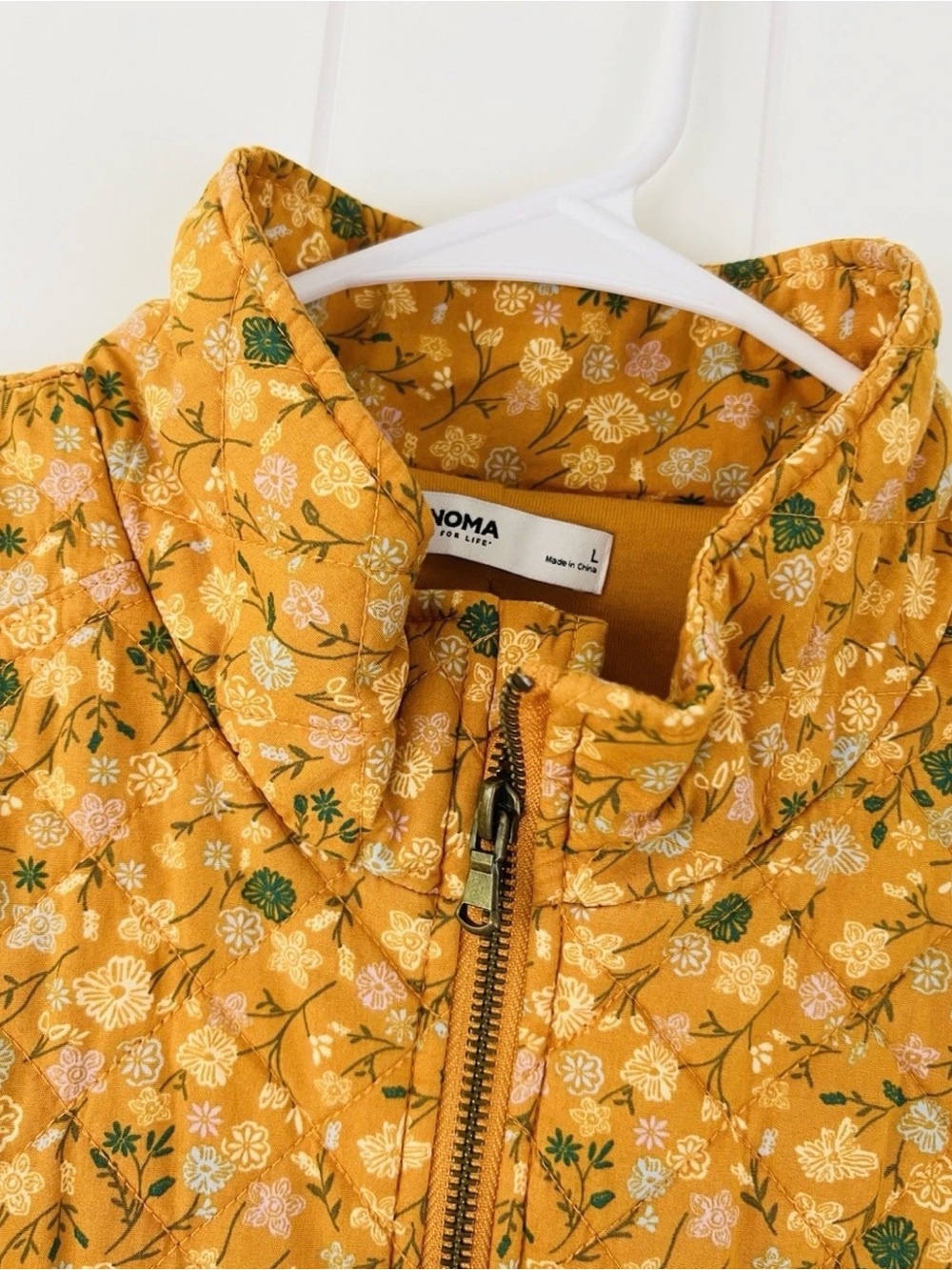 Size Large Sonoma golden Floral Quilted Zip Jacket 100% cotton - Picture 2 of 3
